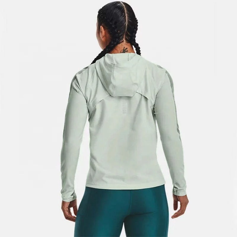 Light green hooded zip jacket with slim fit