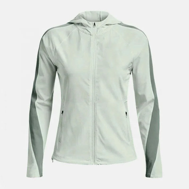 Light green hooded zip jacket with slim fit